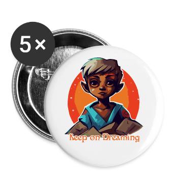 Keep Dreaming, Dark Kimono Elf Girl - Buttons large 2.2''/56 mm (5-pack) - white - Front