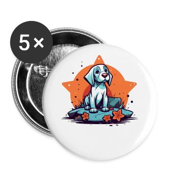 A star and a cute dog on the rocks - Buttons large 2.2''/56 mm (5-pack) - white - Front