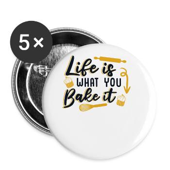Life Is What You Bake It Bakery Confectioner Baker - Buttons large 2.2''/56 mm (5-pack) - white - Front