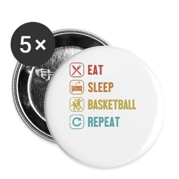 Mangez Sleep Basketball Basketballer répété - Lot de 5 grands badges (56 mm) - blanc - Devant