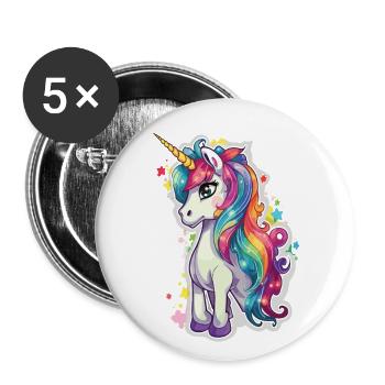 Magisches Fabelwesen Geschöpf der Reinheit Einhorn - Buttons groß 56 mm (5er Pack) - Weiß - Vorne