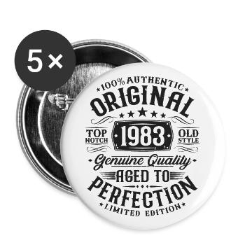 Original 1983 Vintage Vintage Cadeau d’anniversaire - Lot de 5 grands badges (56 mm) - blanc - Devant