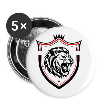 Bouclier de tête de symbole de lion - Lot de 5 grands badges (56 mm) - blanc - Devant