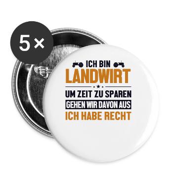 Landwirt hat immer Recht Bauer Landwirtschaft - Buttons groß 56 mm (5er Pack) - Weiß - Vorne