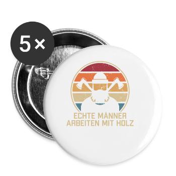De vrais hommes travaillant avec un charpentier en bois Charpentier - Lot de 5 grands badges (56 mm) - blanc - Devant