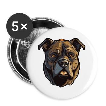 Staffordshire Bull Terrier Dog Head - Buttons large 2.2''/56 mm (5-pack) - white - Front