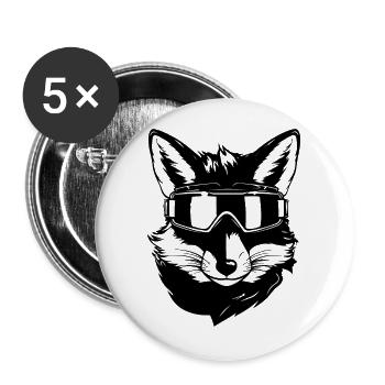 Ski Fuchs - Buttons groß 56 mm (5er Pack) - Weiß - Vorne