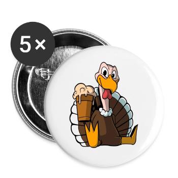 Drôle de dinde à la bière Thanksgiving - Lot de 5 grands badges (56 mm) - blanc - Devant