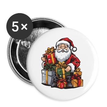Cadeaux du Père Noël - Lot de 5 grands badges (56 mm) - blanc - Devant