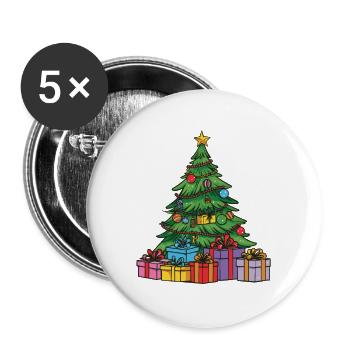 Christmas Tree Xmas Christmas - Buttons large 2.2''/56 mm (5-pack) - white - Front