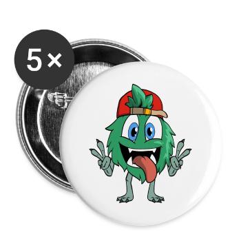 Funny Cartoon Monster - Buttons large 2.2''/56 mm (5-pack) - white - Front