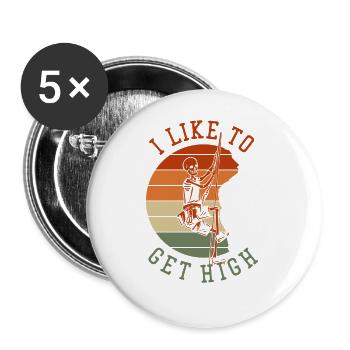 I Like To Get High Alpine Climbing Sport Climbing - Buttons large 2.2''/56 mm (5-pack) - white - Front