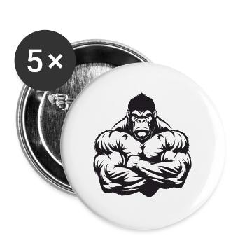 Gorilla Muscles Workout Gym - Buttons large 2.2''/56 mm (5-pack) - white - Front