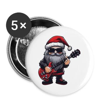 Weihnachtsmann Gitarre Santa Musiker Konzert - Buttons groß 56 mm (5er Pack) - Weiß - Vorne
