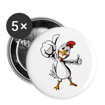 Rooster Chicken Farm Chicken Breeder - Buttons large 2.2''/56 mm (5-pack) - white - Front