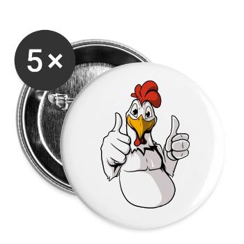 Rooster Chicken Farm Chicken Breeder - Buttons large 2.2''/56 mm (5-pack) - white - Front