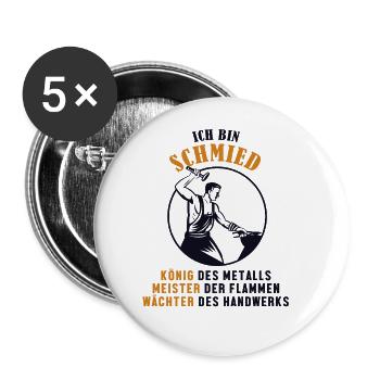 Schmied König Meister Wächter Blacksmith Forging - Buttons groß 56 mm (5er Pack) - Weiß - Vorne