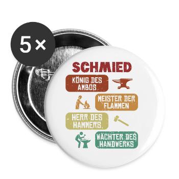 König Meister Herr Wächter Forging Kunstschmied - Buttons groß 56 mm (5er Pack) - Weiß - Vorne