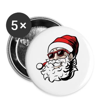 Père Noël de dessin animé cool - Lot de 5 grands badges (56 mm) - blanc - Devant
