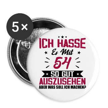 Ich hasse es mit 54 Geburtstag Gut Aussehen - Buttons groß 56 mm (5er Pack) - Weiß - Vorne