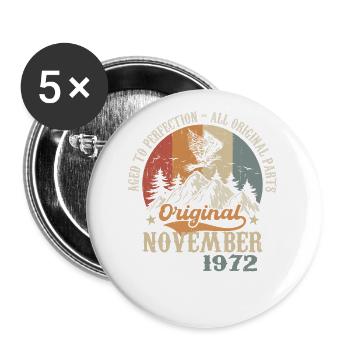 Anniversaire en Novembre 1972 - Novembre 1972 - Lot de 5 grands badges (56 mm) - blanc - Devant