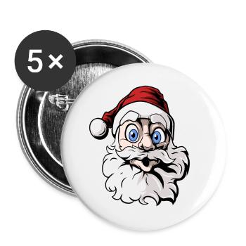 Père Noël de dessin animé cool - Lot de 5 grands badges (56 mm) - blanc - Devant