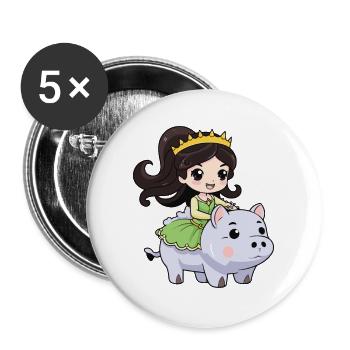 Bande dessinée de cochon de princesse - Lot de 5 grands badges (56 mm) - blanc - Devant