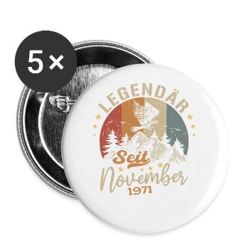 Legendär Seit November 1971 - 1971 - Buttons groß 56 mm (5er Pack) - Weiß - Vorne