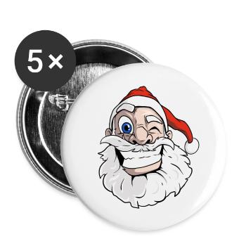 Père Noël de dessin animé cool - Lot de 5 grands badges (56 mm) - blanc - Devant