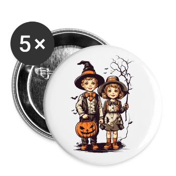 Vintage Halloween Kids Trick or Treat Fest - Buttons large 2.2''/56 mm (5-pack) - white - Front
