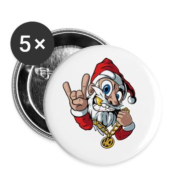 Santa Rock Weihnachten - Buttons groß 56 mm (5er Pack) - Weiß - Vorne