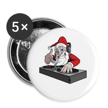 Santa DJ Christmas Disc Jockey - Buttons large 2.2''/56 mm (5-pack) - white - Front