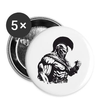 Spartan Gladiator Muscles Gym d’entraînement - Lot de 5 grands badges (56 mm) - blanc - Devant