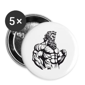 Bodybuilder Muscle Fitness - Lot de 5 grands badges (56 mm) - blanc - Devant