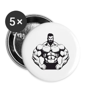 Homme Muscles Gym Musculation - Lot de 5 grands badges (56 mm) - blanc - Devant