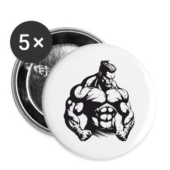 Bodybuilder Muscles Workout Gym - Buttons large 2.2''/56 mm (5-pack) - white - Front