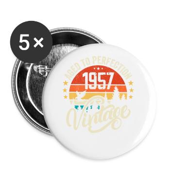 1957 Vintage - Geburtstagsgeschenk 1957 Retro 1957 - Buttons groß 56 mm (5er Pack) - Weiß - Vorne