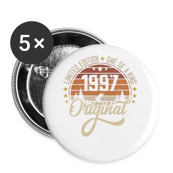 1997 Vintage Vintage rétro cadeau d’anniversaire - Lot de 5 grands badges (56 mm) - blanc - Devant