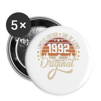 1992 Vintage Vintage rétro cadeau d’anniversaire - Lot de 5 grands badges (56 mm) - blanc - Devant