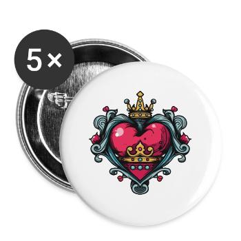 Heart Symbol Crown Love - Buttons large 2.2''/56 mm (5-pack) - white - Front