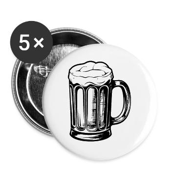 Beer Glass Icon - Buttons large 2.2''/56 mm (5-pack) - white - Front