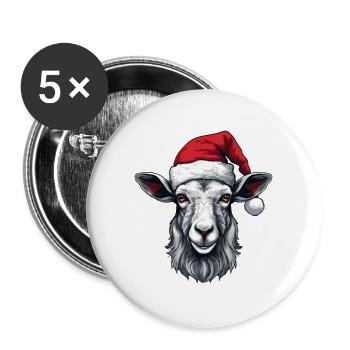Ziege Kopf Weihnachten Portät - Buttons groß 56 mm (5er Pack) - Weiß - Vorne