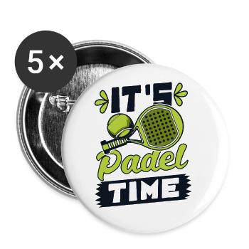 C’est l’heure du padel padel paddle tennis paddleball - Lot de 5 grands badges (56 mm) - blanc - Devant