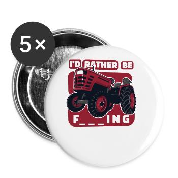 I'd Rather Be Farming Biobauer Bauer - Buttons groß 56 mm (5er Pack) - Weiß - Vorne