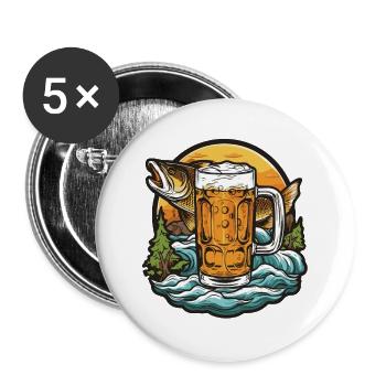 Fishing Beer Fishing - Buttons large 2.2''/56 mm (5-pack) - white - Front