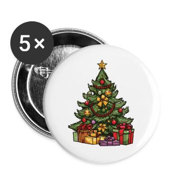 Tanne Xmas Weihnachten - Buttons groß 56 mm (5er Pack) - Weiß - Vorne