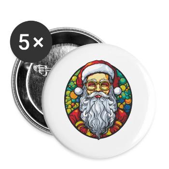 Santa Claus Colorful Santa Christmas - Buttons large 2.2''/56 mm (5-pack) - white - Front