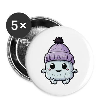 Eskimo Erkältung Winter Kreatur - Buttons groß 56 mm (5er Pack) - Weiß - Vorne