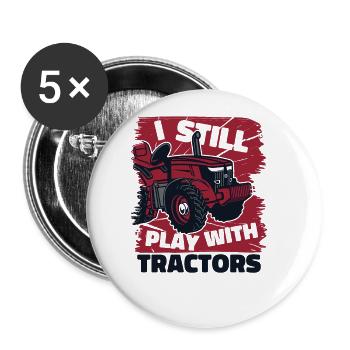 I Still Play With Tractors Biobauer Bauer Landwirt - Buttons groß 56 mm (5er Pack) - Weiß - Vorne
