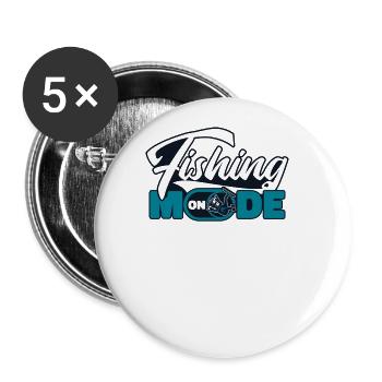 Fishing Mode On Hochseeangler Fliegenfischer - Buttons groß 56 mm (5er Pack) - Weiß - Vorne